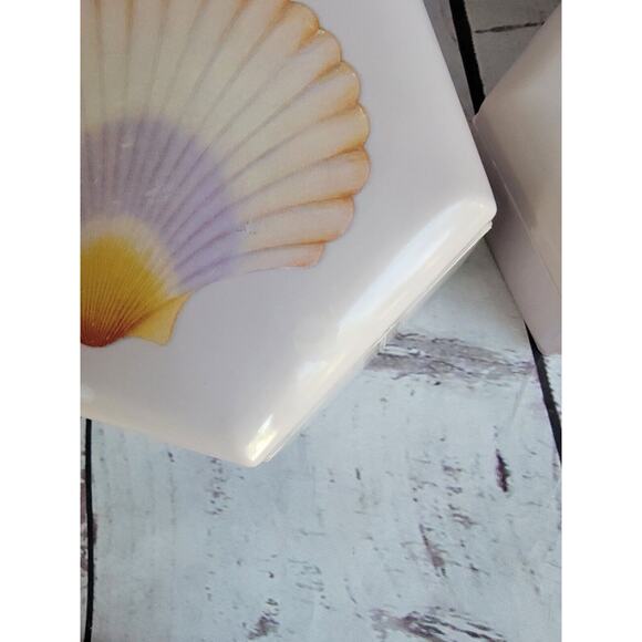 VTG 80s Set of Purple Nesting Jewelry Trinket Boxes Seashell Graphic - Picture 9 of 12